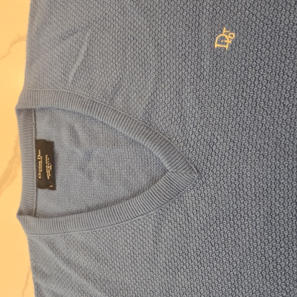VTG Christian Dior Monsieur V-Neck Pullover Embroidered Logo Sweater Blue XL - Picture 5 of 8